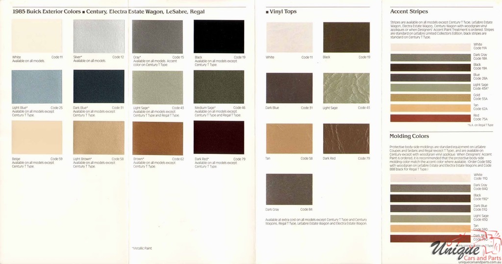 1985 Buick Electra, Regal, LeSabre and Electra Wagon Paint Chart Page 2